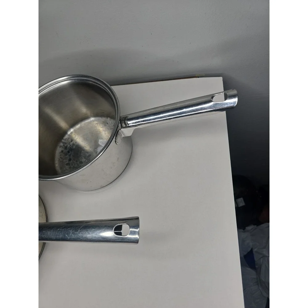 Tramontina 18/10 Stainless Steel 20 & 16 cm Saucepan Pots Try-Ply Clad Set of 2